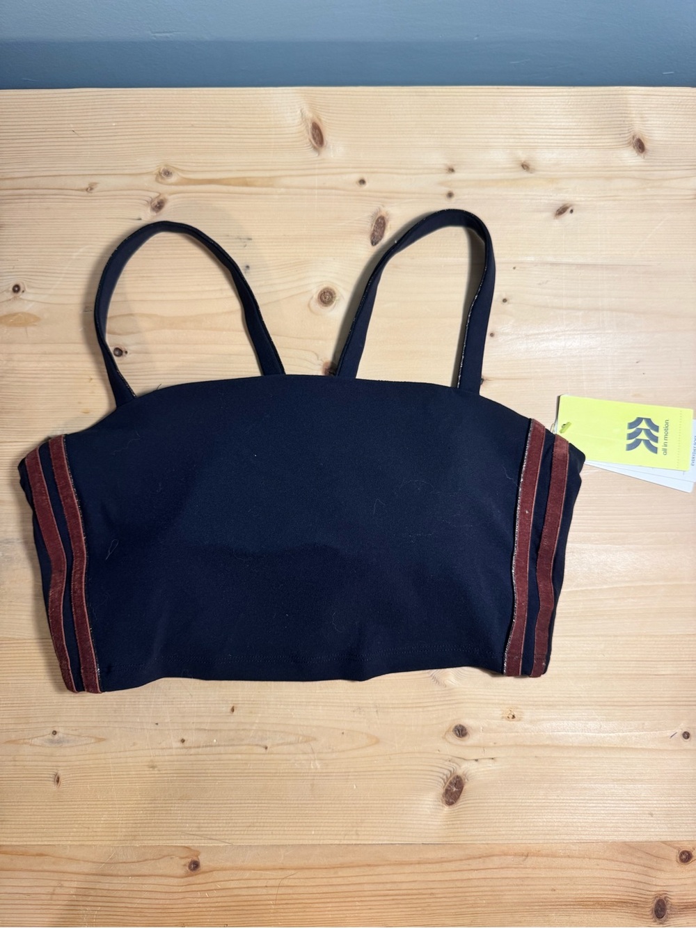 Target Black Crop Tank with Brown Side Stripes